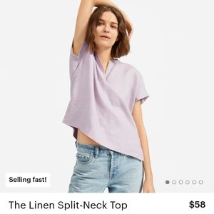 EUC Everlane Split-Neck Linen Top